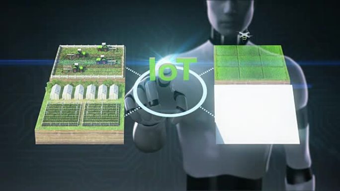 机器人、半机械人“物联网”技术、智能农业、智能农场、传感器连接乙烯基房屋、温室。连接物联网。4工业R