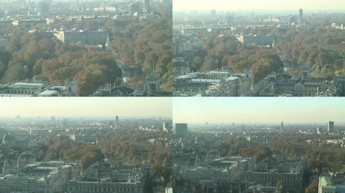 (HD1080i)伦敦:白金汉宫从上面，缩小
