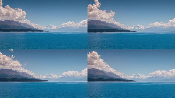 新西兰坎特伯雷普卡基湖附近库克山风景夏季时间的时间流逝