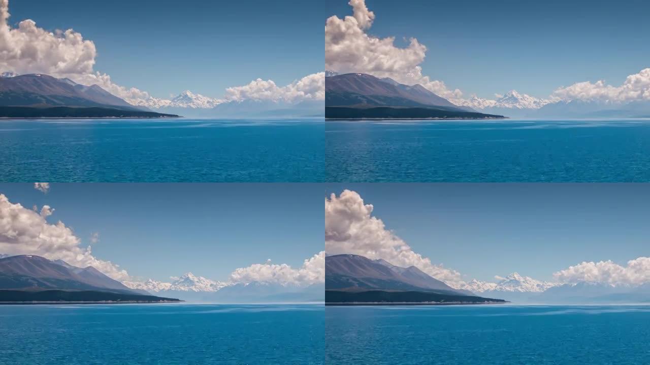 新西兰坎特伯雷普卡基湖附近库克山风景夏季时间的时间流逝