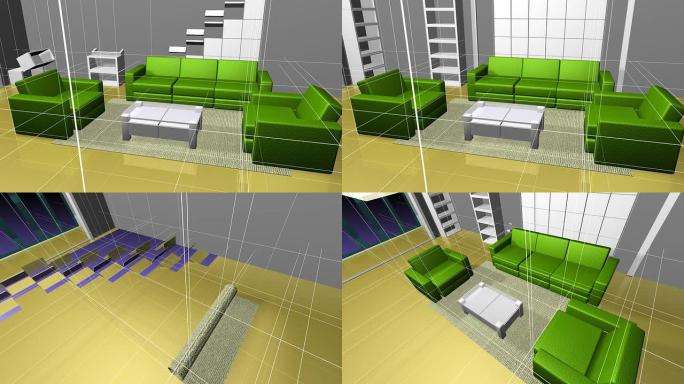 动画室内装饰效果3D渲染