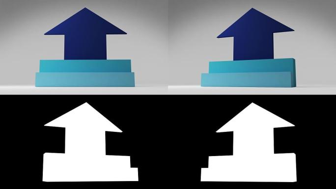 两个3D楼梯步骤。箭头方形介绍标题框图，powerpoint演示模板。