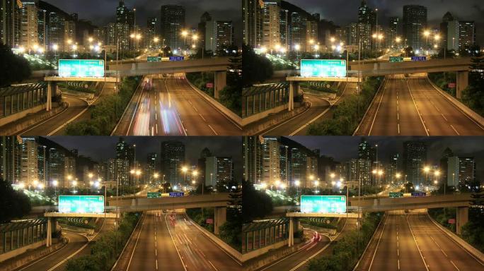 香港公路署车流公路夜景汽车