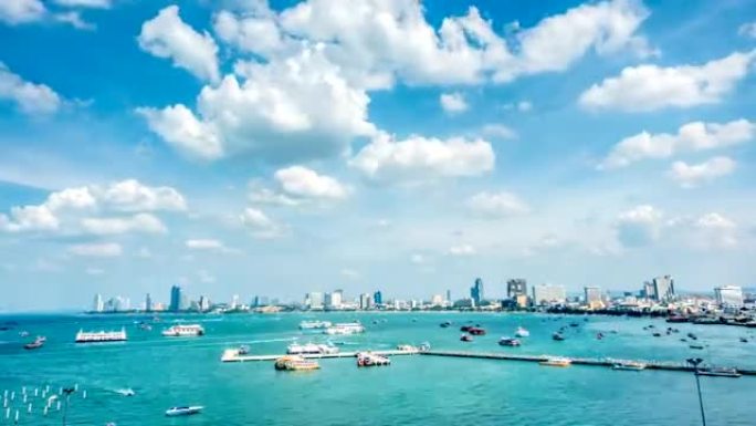 泰国芭堤雅港和城市景观。