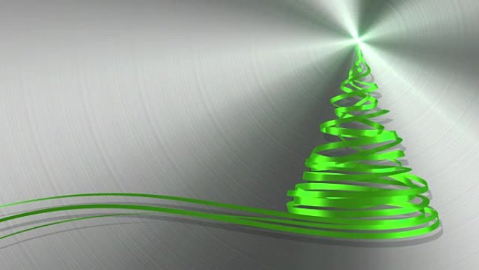 金属背景上的绿色胶带上的圣诞树