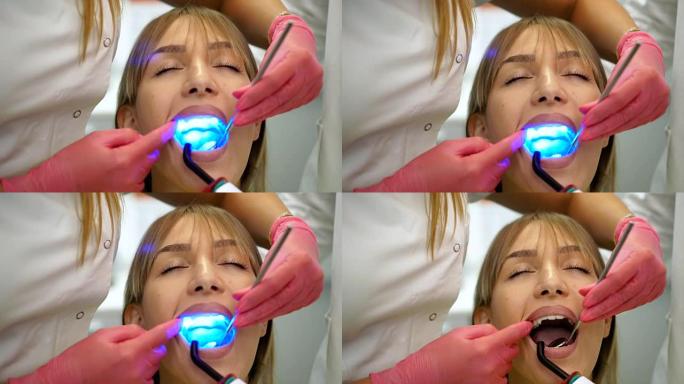 妇女接受牙科治疗