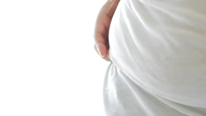 胖子超重检查腹部周围的脂肪