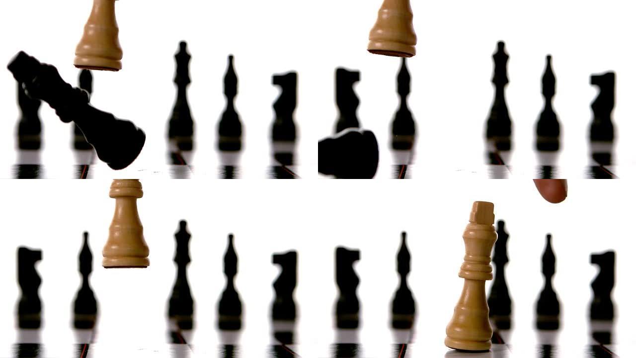 白王打翻国际象棋中的黑棋