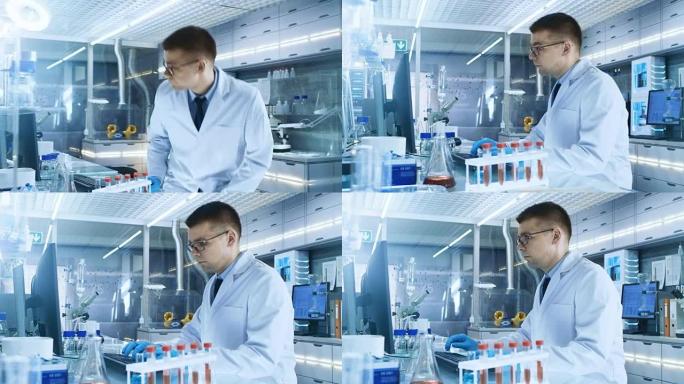 在一个新的实验室中，才华横溢的年轻科学家坐在办公桌前，开始从事新的奇妙科学发现。实验室充满了先进的技