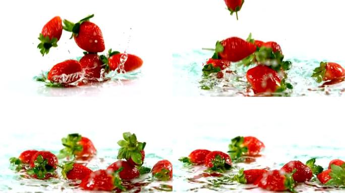落在水面上的草莓