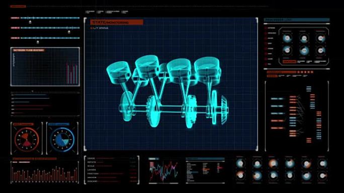 发动机活塞x射线顶视图。在数字显示面板中。