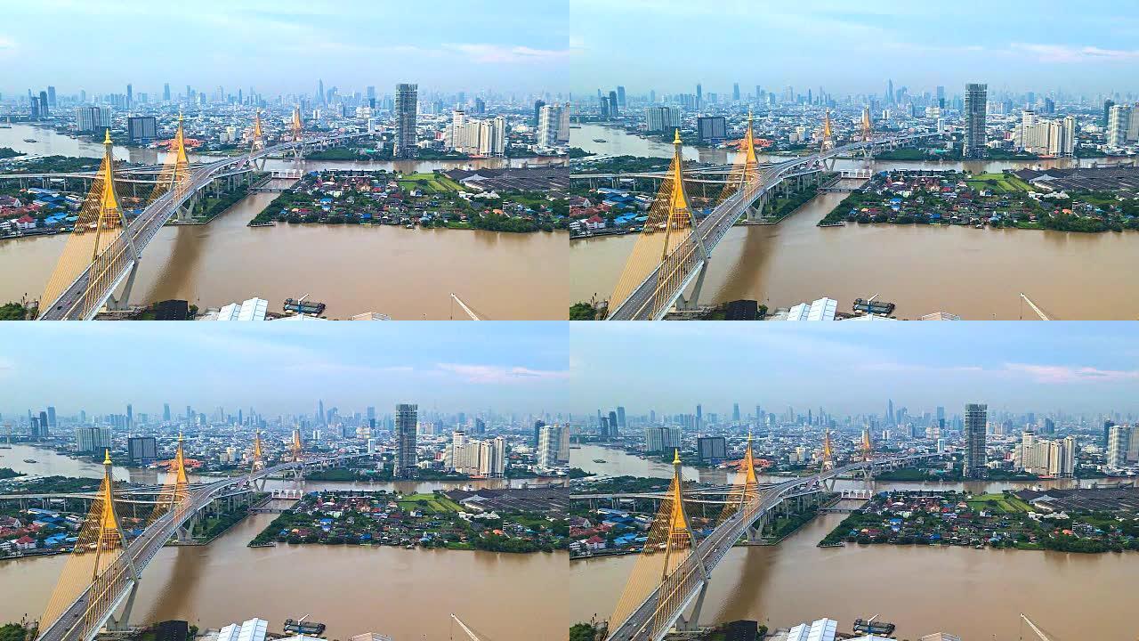 泰国曼谷普密蓬大桥4k延时视图
