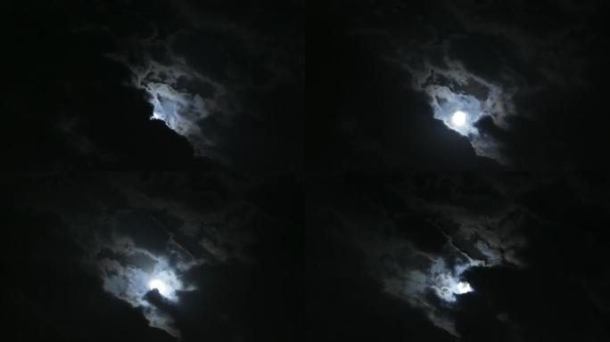 多云的夜晚夜黑上升明月光月球月圆夜