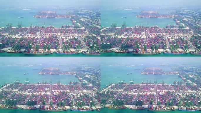 鸟瞰图新加坡码头和集装箱