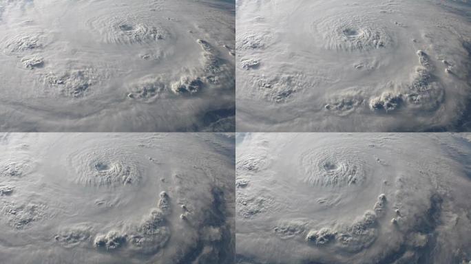 带有清晰眼睛的大型飓风的卫星视图。