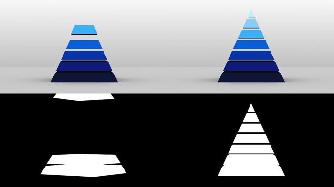具有七层的3D金字塔形状，矢量信息图 (包括alpha)