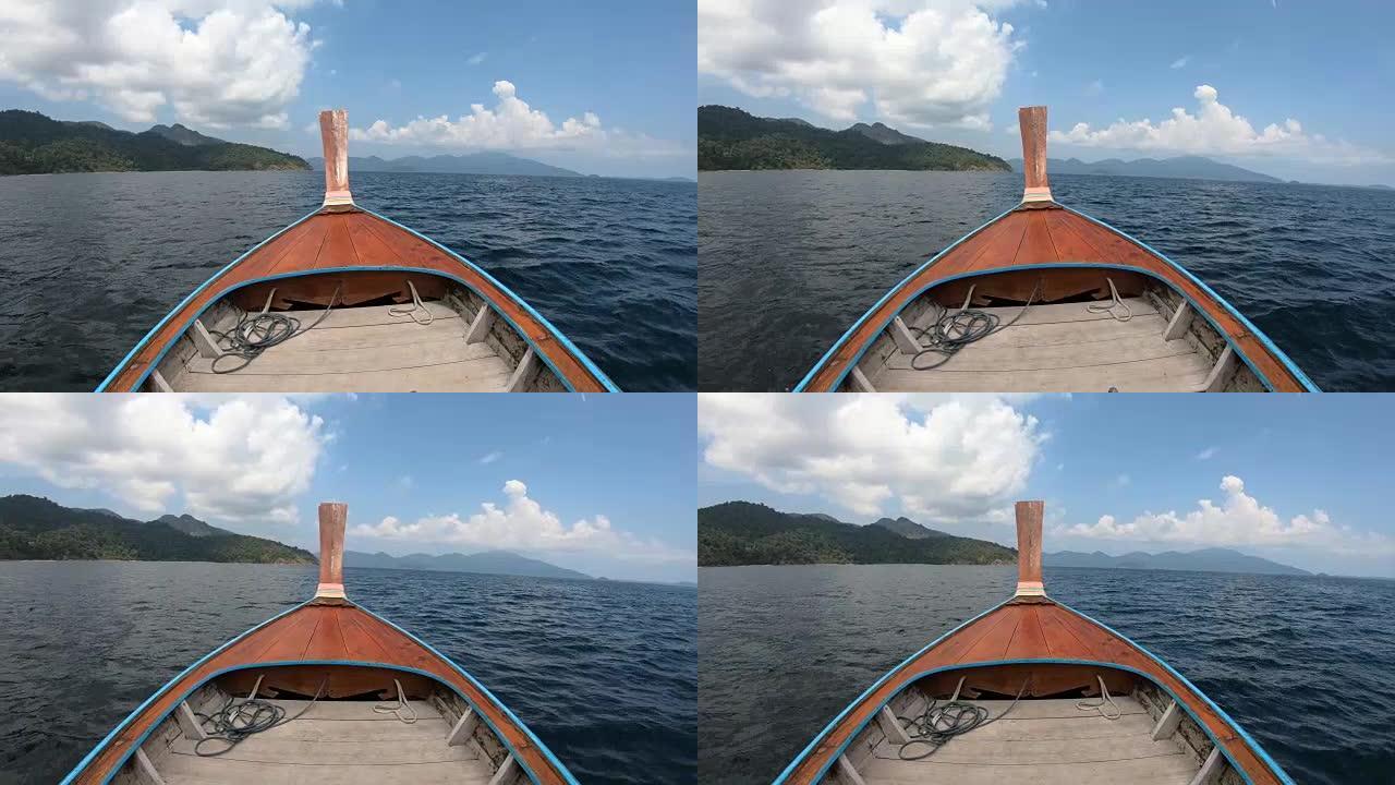 泰国沙敦利佩热带泻湖的4k乘船旅行