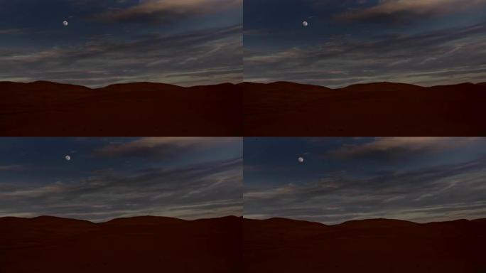 Night sky over desert. Full moon.