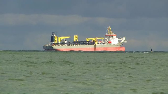 集装箱船+音频海运码头港口轮船外贸易运输