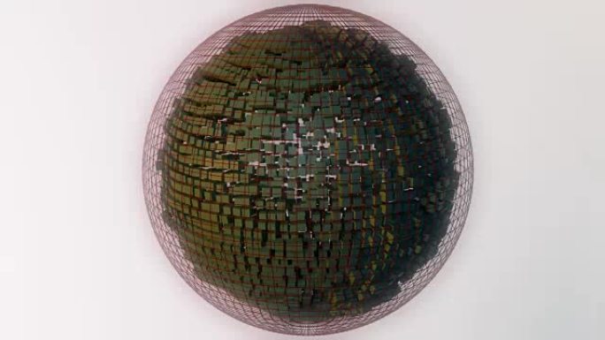 由立方体组成的抽象球体。