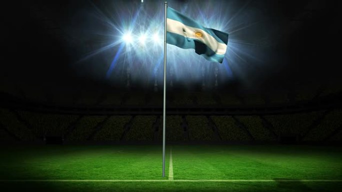 阿根廷国旗在旗杆上挥舞