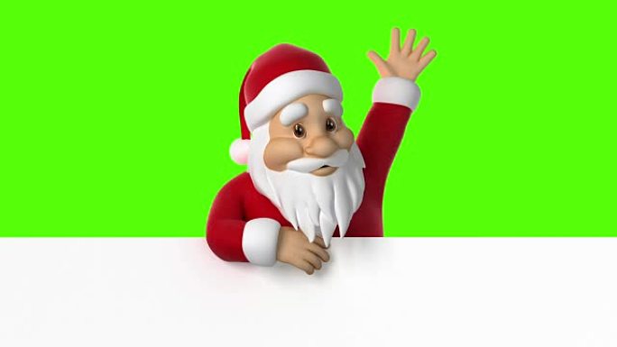 圣诞老人在绿色背景上挥手