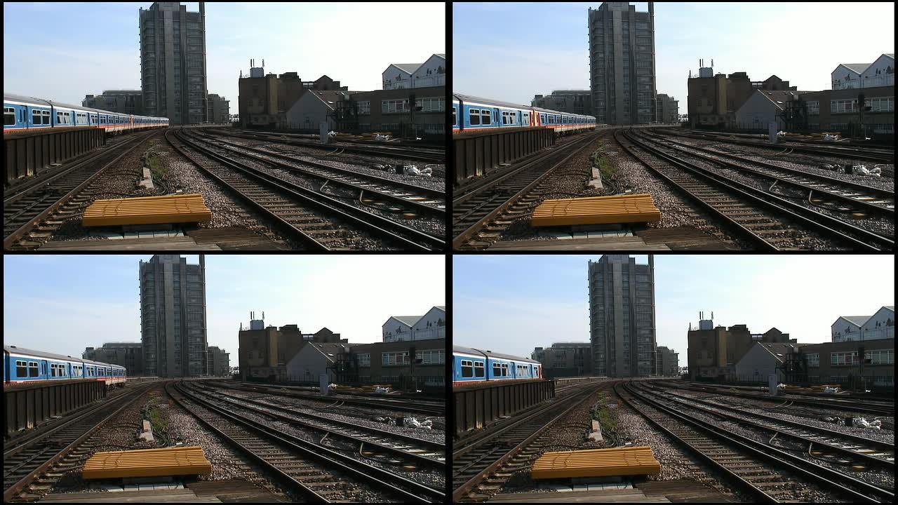 （HD1080）伦敦铁路轨道（列车侧行）
