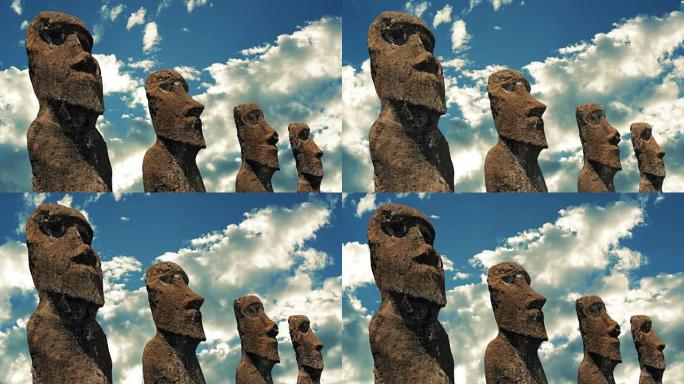 复活节岛雕像延时摄影高大巨大雄伟壮观