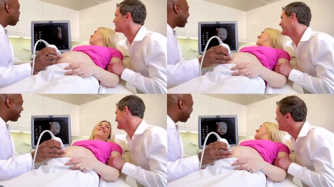 孕妇与伴侣进行4D超声扫描