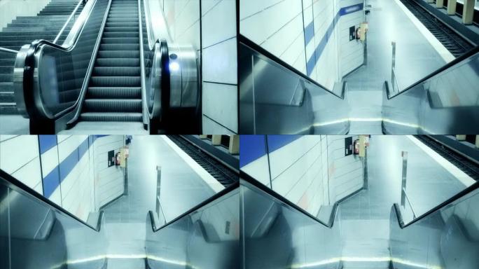 地铁站现代自动扶梯，2次乘坐（HD720p）