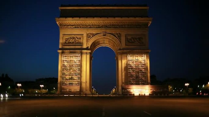 黎明前的法国巴黎凯旋门