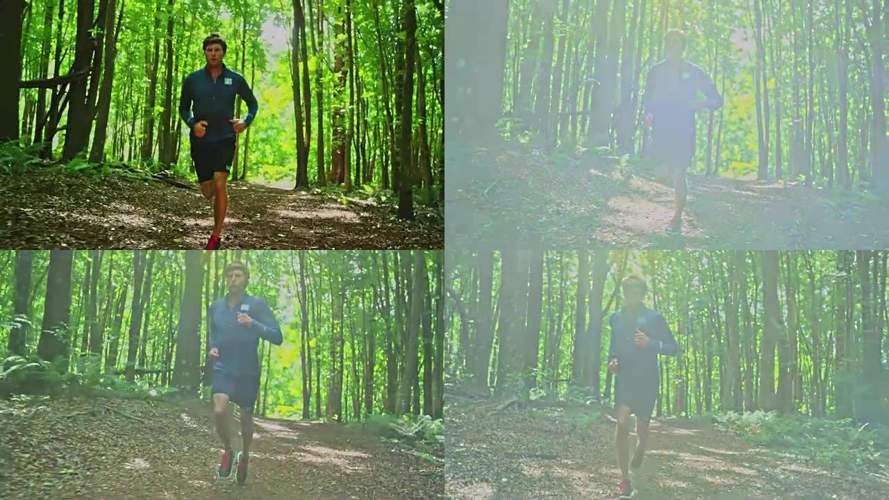 在森林里慢跑