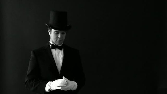纸牌魔术师复古怀旧风格绅士礼帽礼服发牌动