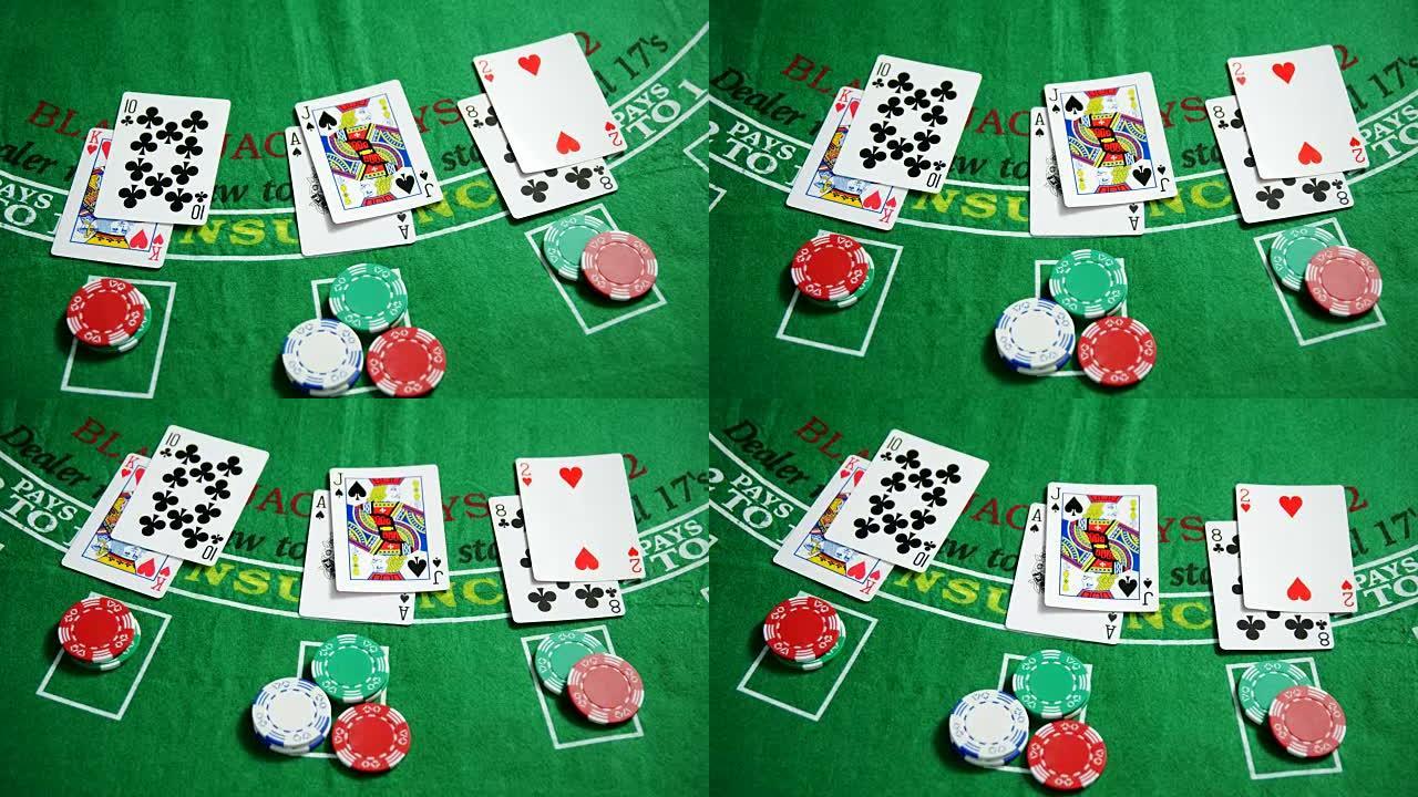 赌场筹码和4k赌场轮盘赌上的扑克牌