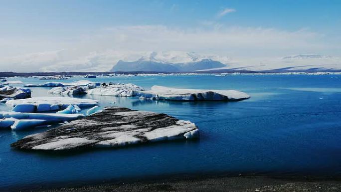 冰川湖Jokulsarlon的高清1080延时。冰岛南部