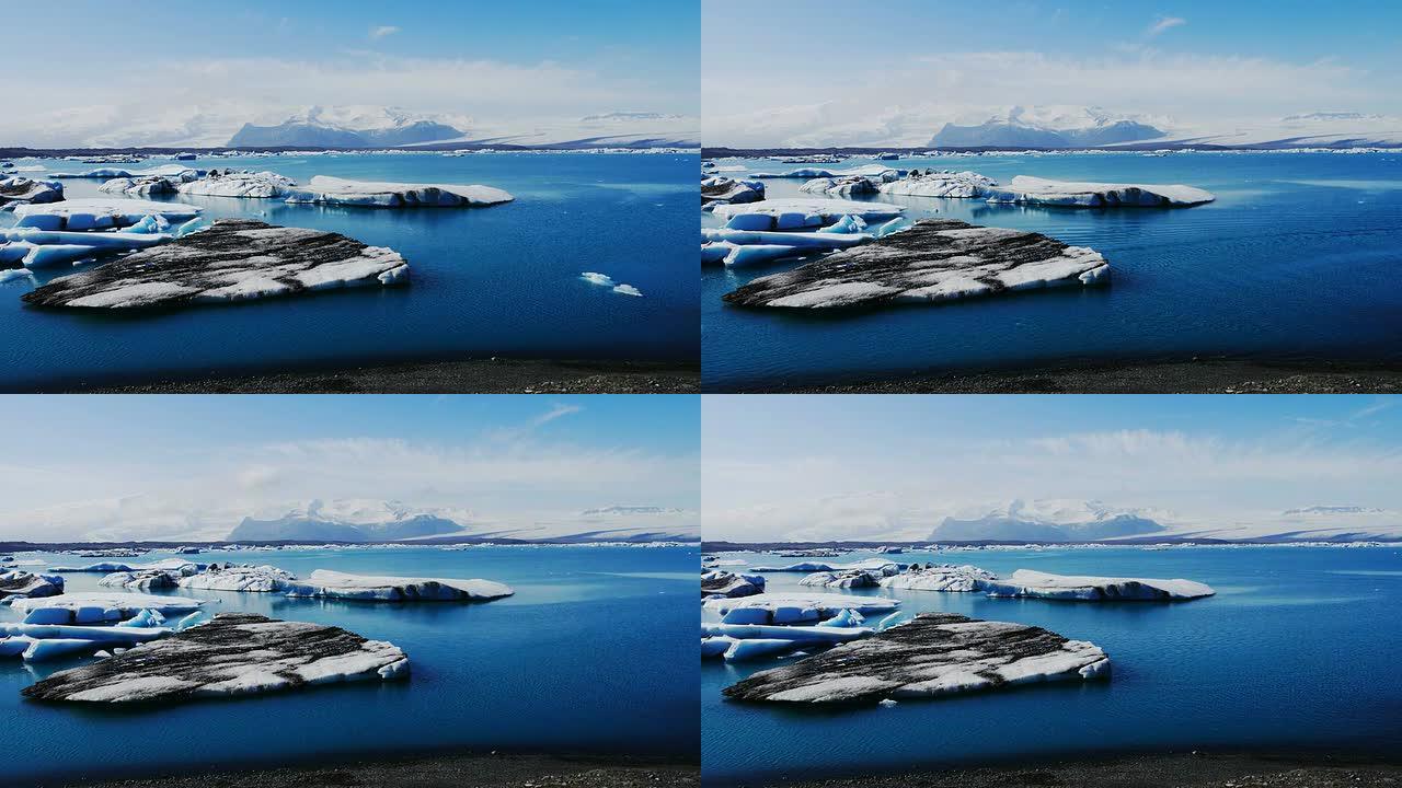冰川湖Jokulsarlon的高清1080延时。冰岛南部