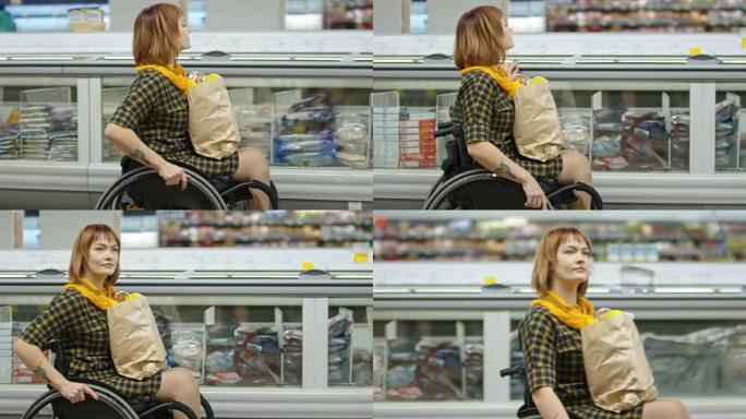 超市里坐轮椅的女士
