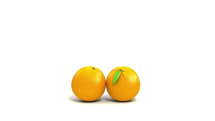 白色背景上的橘子。高清。