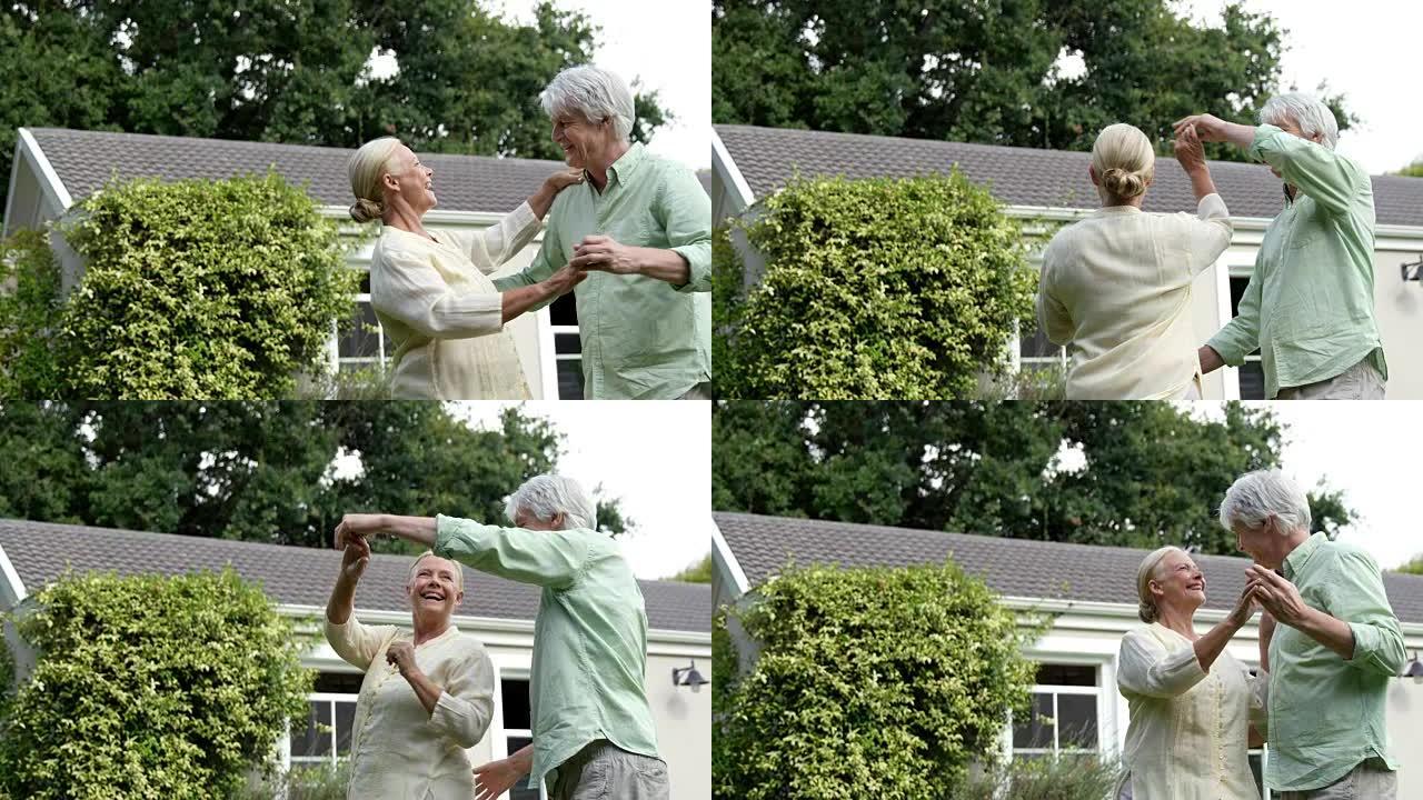 可爱的老年夫妇跳舞