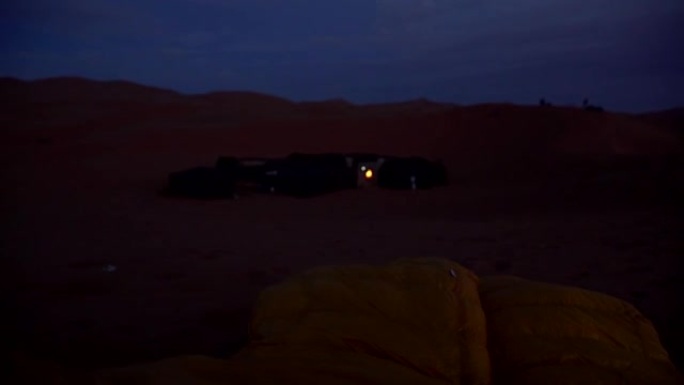 Desert camp at night. Sleeping under the stars.