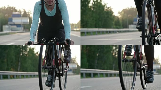 女子运动员骑自行车
