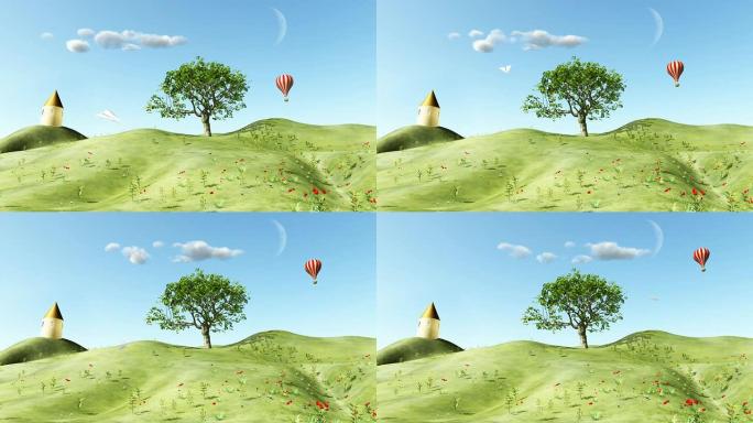 美丽的世界美丽的世界卡通热气球