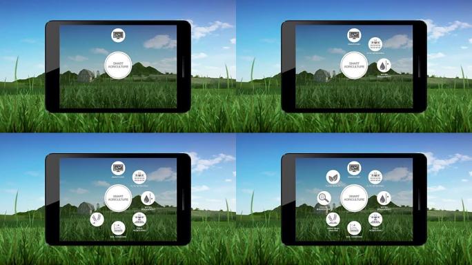 智能农业智能农业，信息图形图标在智能平板，平板，物联网。4工业revolution.2。