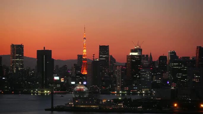 东京湾日落东京湾日落日本地标