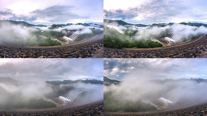 4K.泰国北碧府Srinagarind大坝电站的延时雾