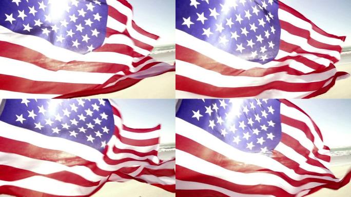 在风中挥舞的美国国旗