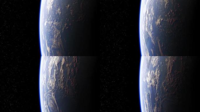 从太空看到地球的惊人景色。无缝循环。3d动画。