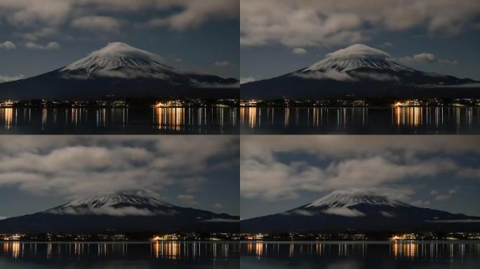 夜间的富士山