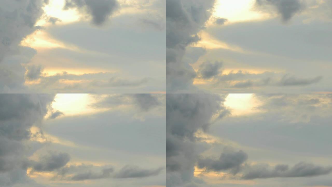 日落时形成的云层云霞云朵彩云太阳时间流逝