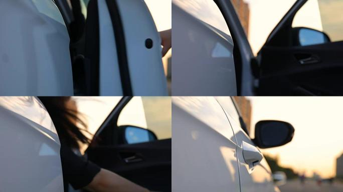 年轻女子上车